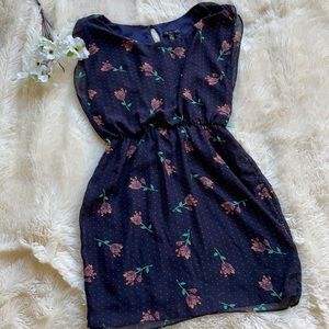 City Triangles Floral Dots Dress Elastic Waist Fit Flare